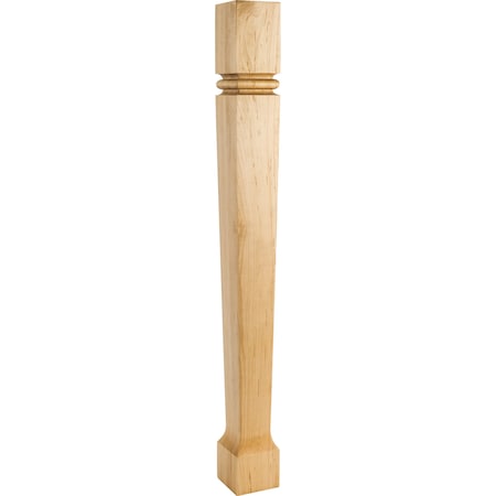 3-1/2 Wx3-1/2Dx35-1/2H Hard Maple Bullnose Tapered Post